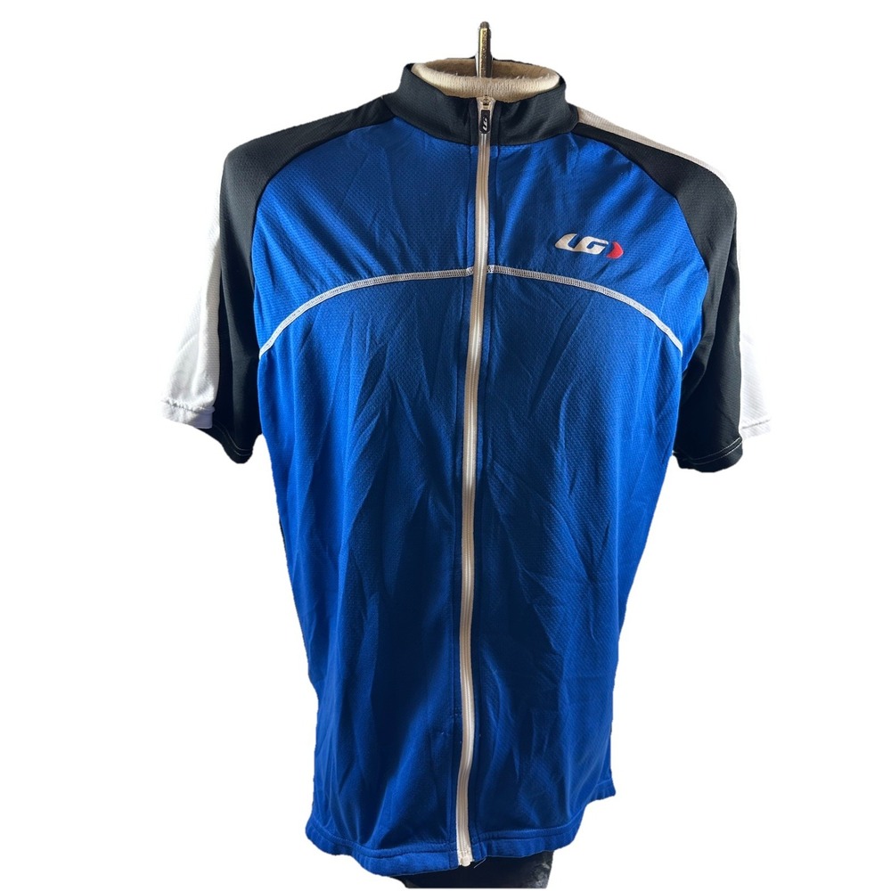 Garneau Mens Cycling Jersey L Royal Blue Short Sleeve Full Zip Bike